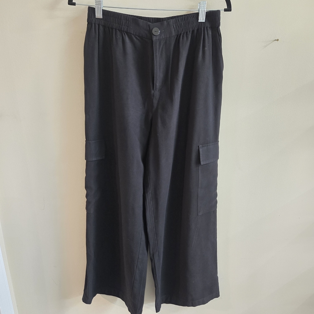 WAYF Black Cargo Pants Elastic Waist Utility Trousers Size S